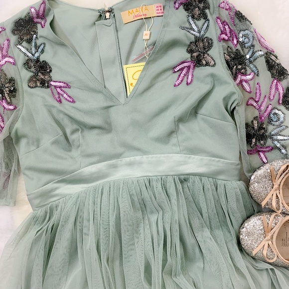 🚫Sold🚫 ASOS Maya Maternity NWT Green Tulle Dress - Picture 1 of 8